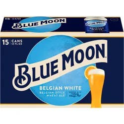 Blue Moon Belgian White Wheat Beer, Craft Beer, Beer 15 Pack, 12 FL OZ Cans, 5.4% ABV