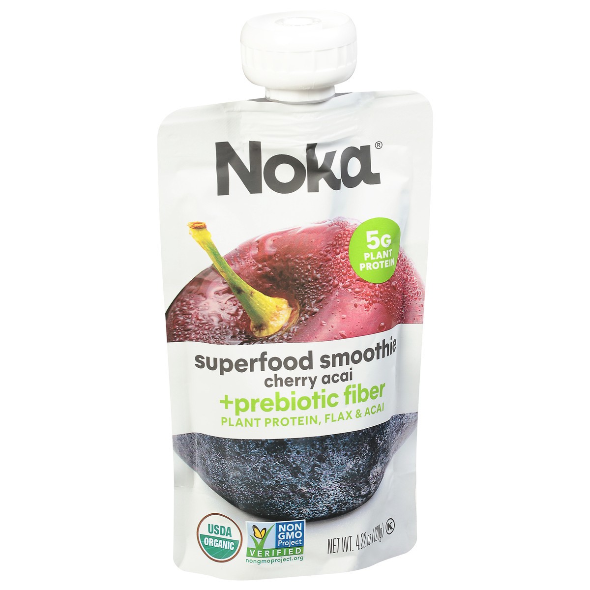 slide 2 of 9, NOKA Cherry Acai Superfood Smoothie + Prebiotic Fiber, 4.22 oz