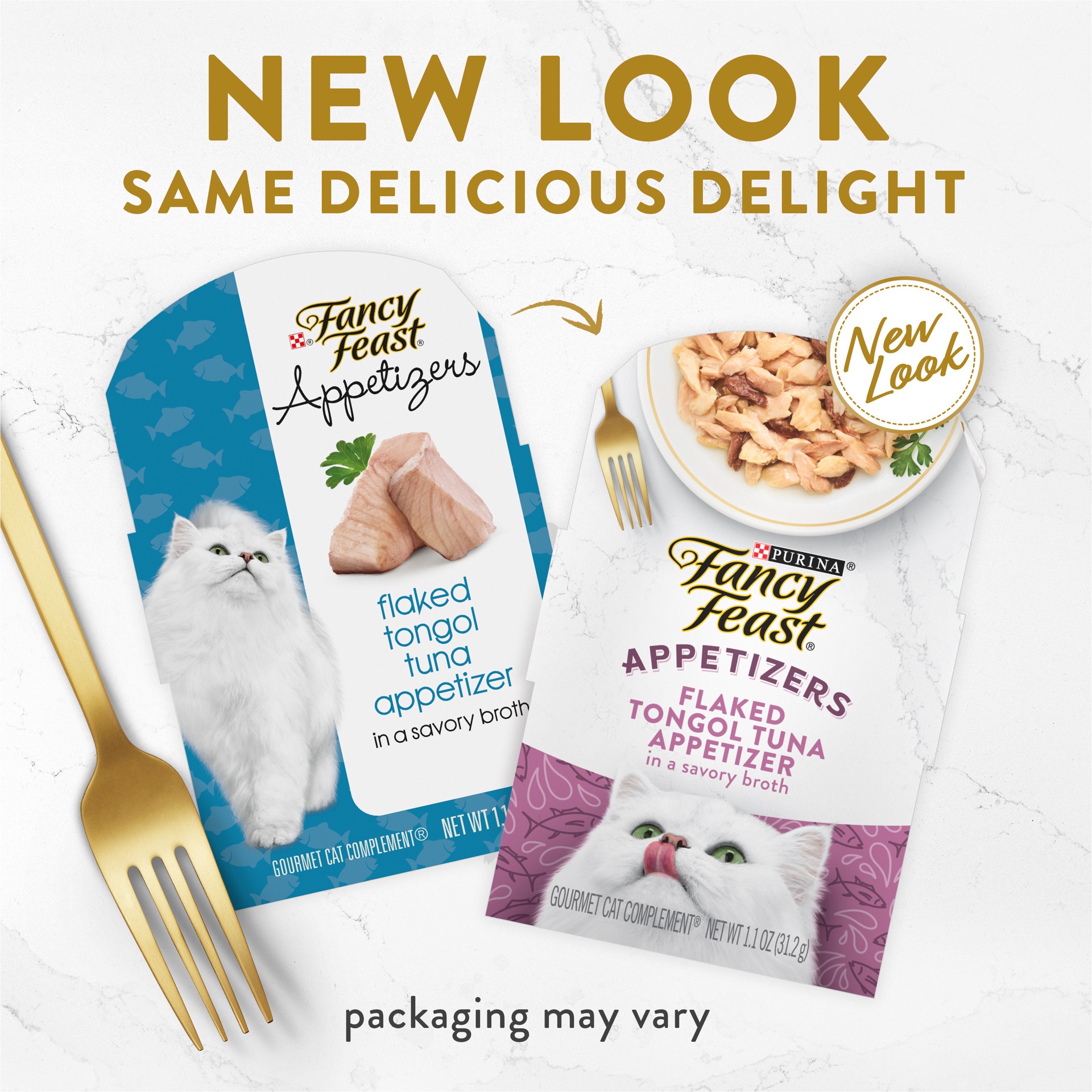 slide 3 of 7, Fancy Feast Purina Fancy Feast Appetizers Grain Free Cat Food Flaked Tongol Tuna Appetizer Lickable Cat Food Topper - 1.1 oz. Tray, 1.1 oz