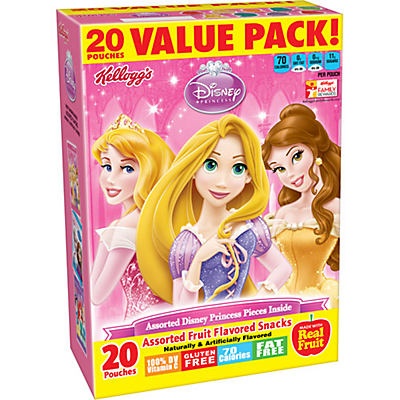 slide 1 of 1, Kellogg's Disney Princess Assorted Fruit Flavored Snacks Value Pack, 20 ct