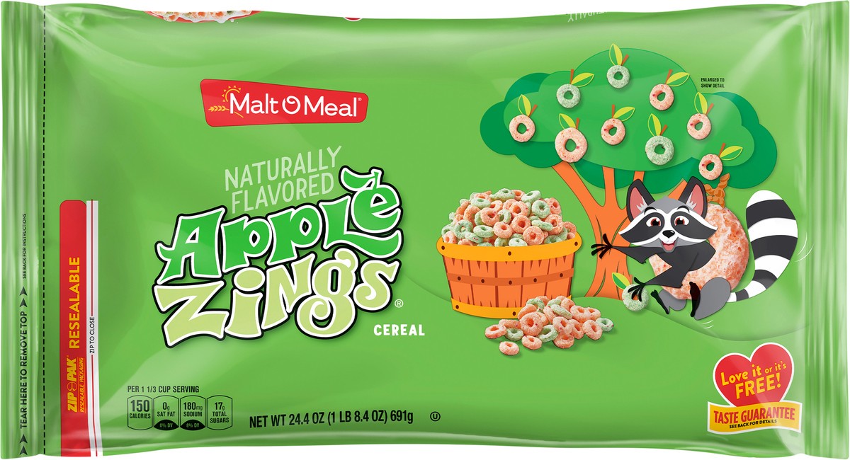 slide 4 of 7, Malt-O-Meal Apple Zings Breakfast Cereal, 24.4 OZ Bag, 24.4 oz