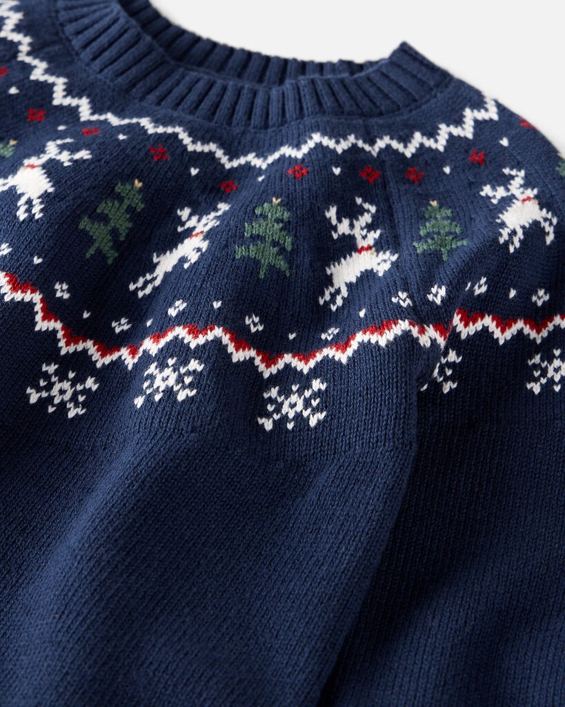 slide 2 of 3, Littleplanet Kid Fair Isle Organic Cotton Sweater Royal Scott Blue 8, 1 ct