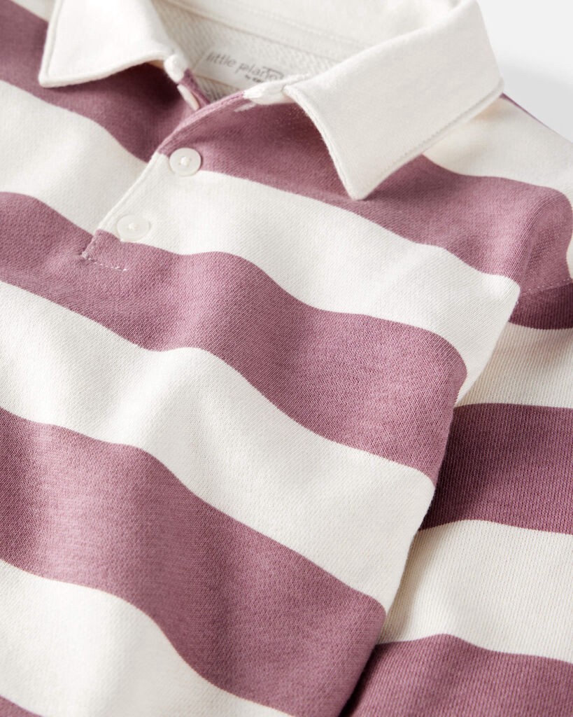 slide 2 of 3, Littleplanet Toddler Boy Organic Cotton Henley Top in Stripes Purple Stripes 4T, 1 ct