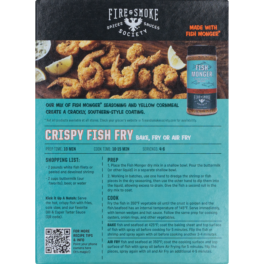 slide 5 of 6, Fire & Smoke Society Crispy Coatings Fish Monger Seasoned Batter Mix, 12.1 oz