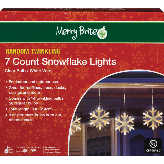 slide 1 of 1, Merry Brite 7 Count Random Twinkling Snowflake Lights, 1 ct