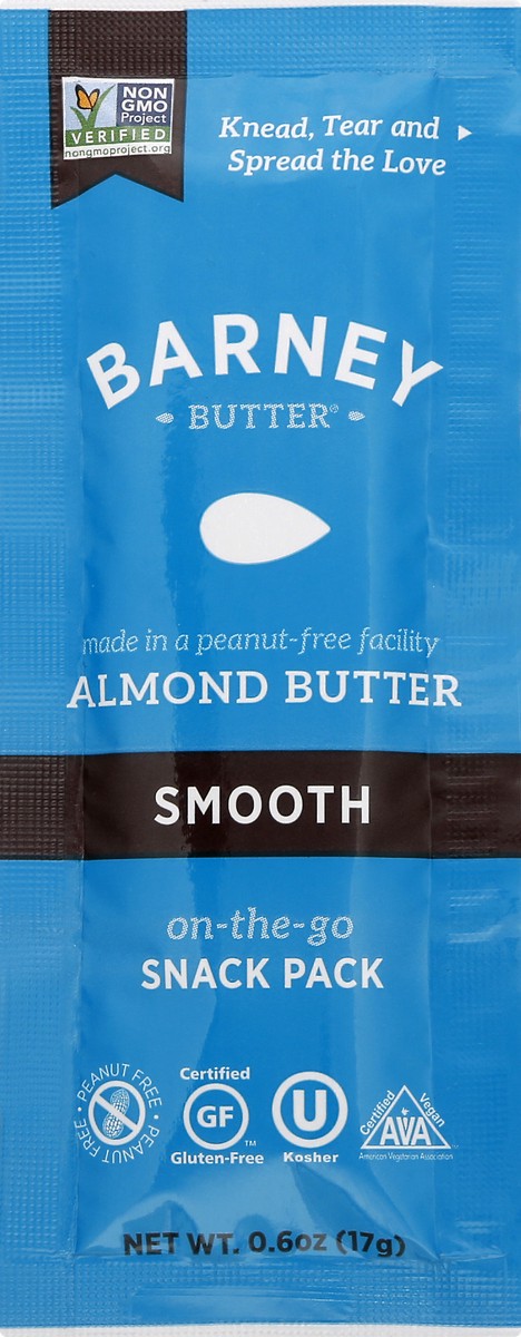slide 9 of 10, Barney Butter Almond Butter, Smooth, On-the-Go, Snack Pack, 0.6 oz