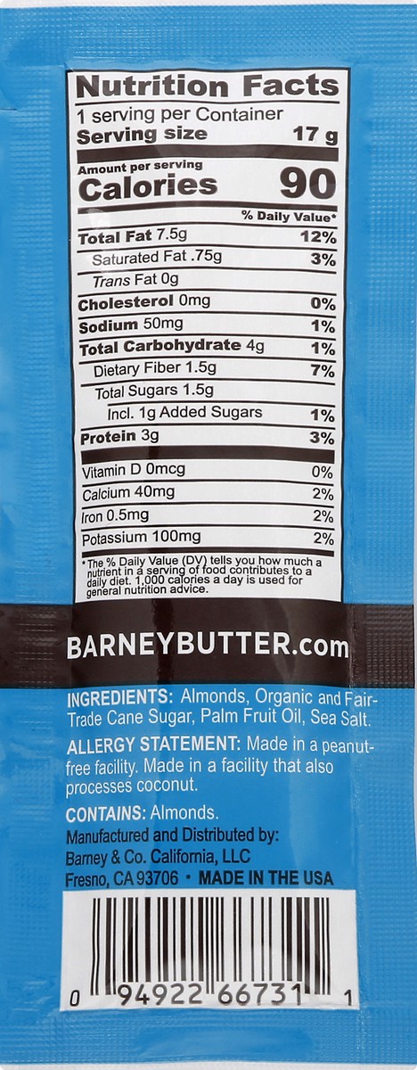 slide 10 of 10, Barney Butter Almond Butter, Smooth, On-the-Go, Snack Pack, 0.6 oz