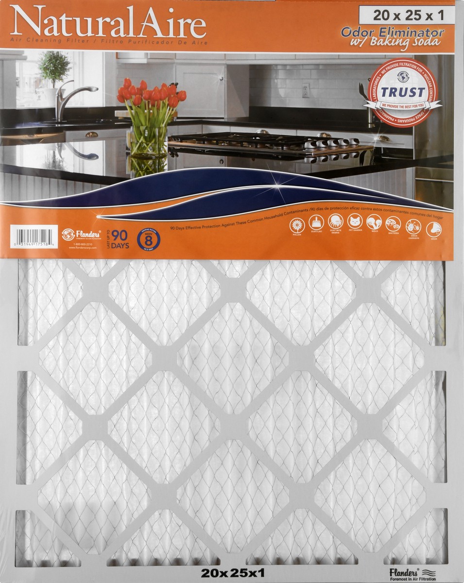 slide 1 of 10, NaturalAire 20 x 25 x 1 Odor Eliminator with Baking Soda Air Cleaning Filter 1 ea, 1 ct