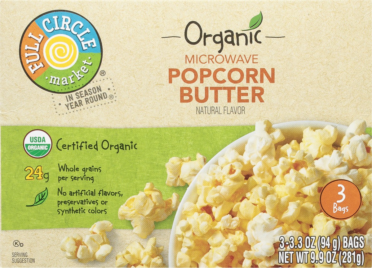 slide 6 of 9, Full Circle Market Organic Microwave Butter Popcorn 3 ea, 3 ct