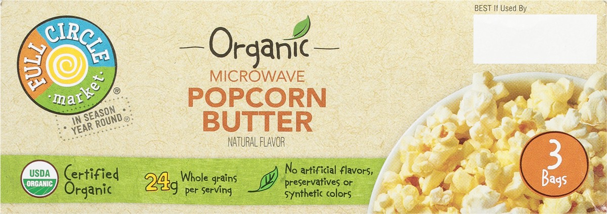 slide 9 of 9, Full Circle Market Organic Microwave Butter Popcorn 3 ea, 3 ct