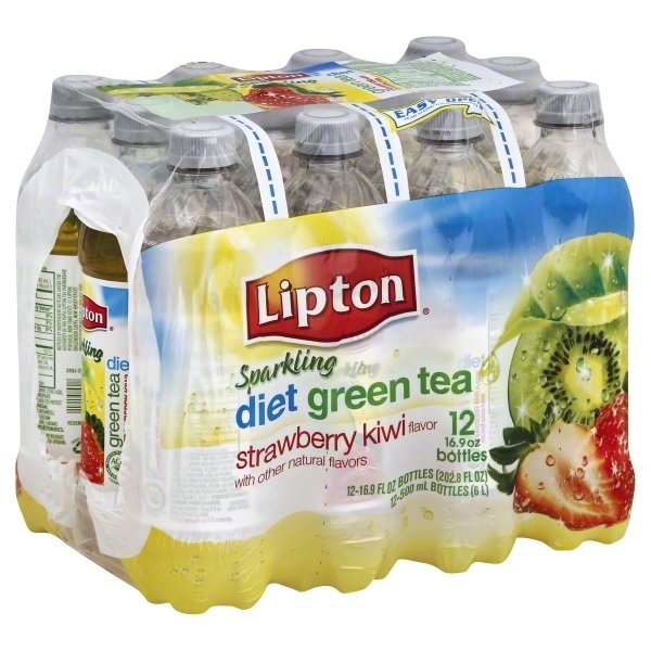 slide 1 of 4, Lipton Sparkling Diet Strawberry Kiwi Green Tea - 12 ct; 16.9 fl oz, 12 ct; 16.9 fl oz