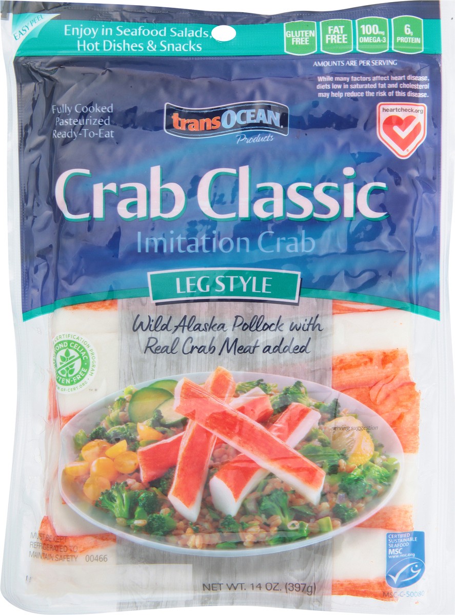 slide 6 of 9, Trans-Ocean Crab Classic Leg Style Imitation Crab 14 oz, 14 oz
