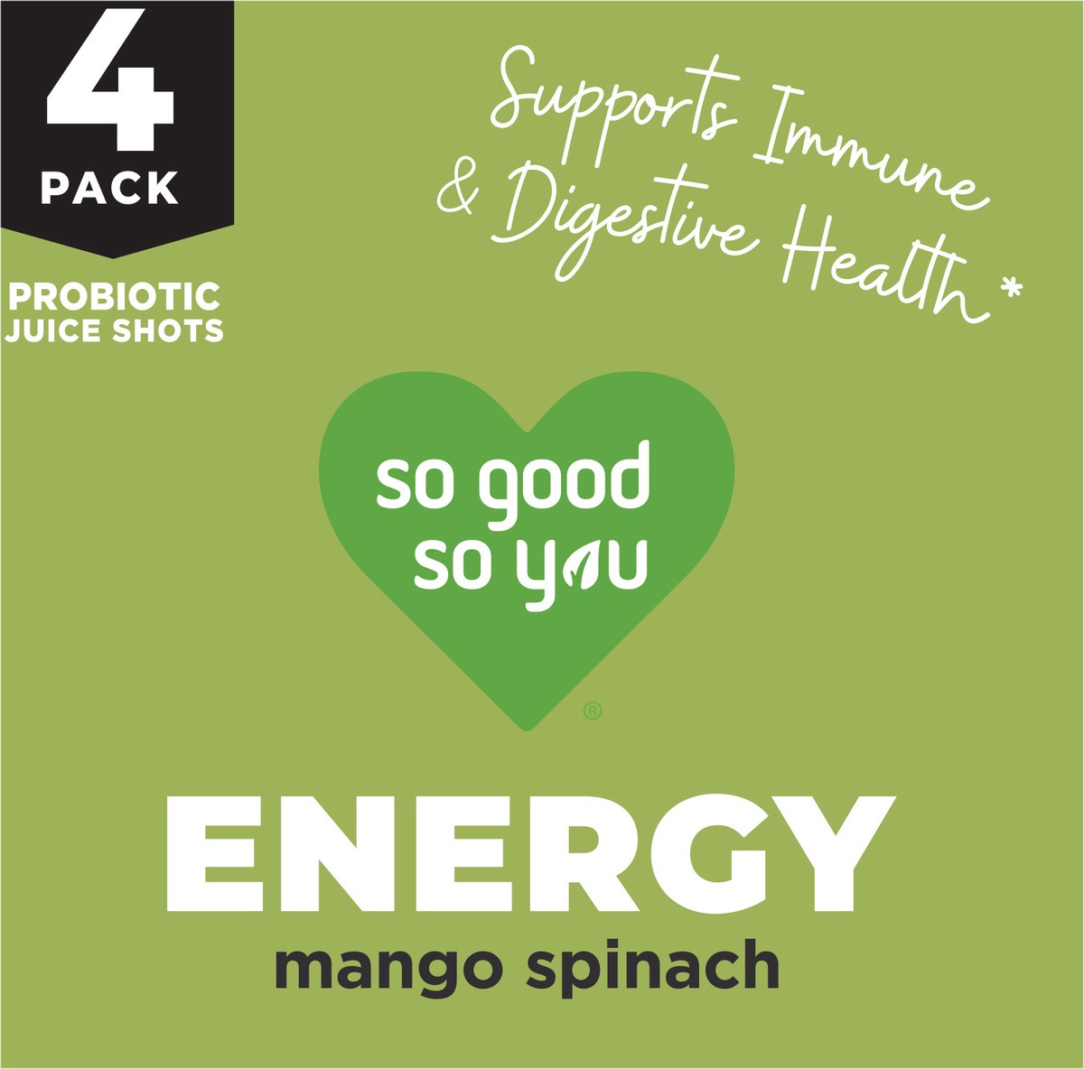 slide 9 of 11, So Good So You Mango Spinach Energy Probiotic Shots - 4 ct, 4 ct