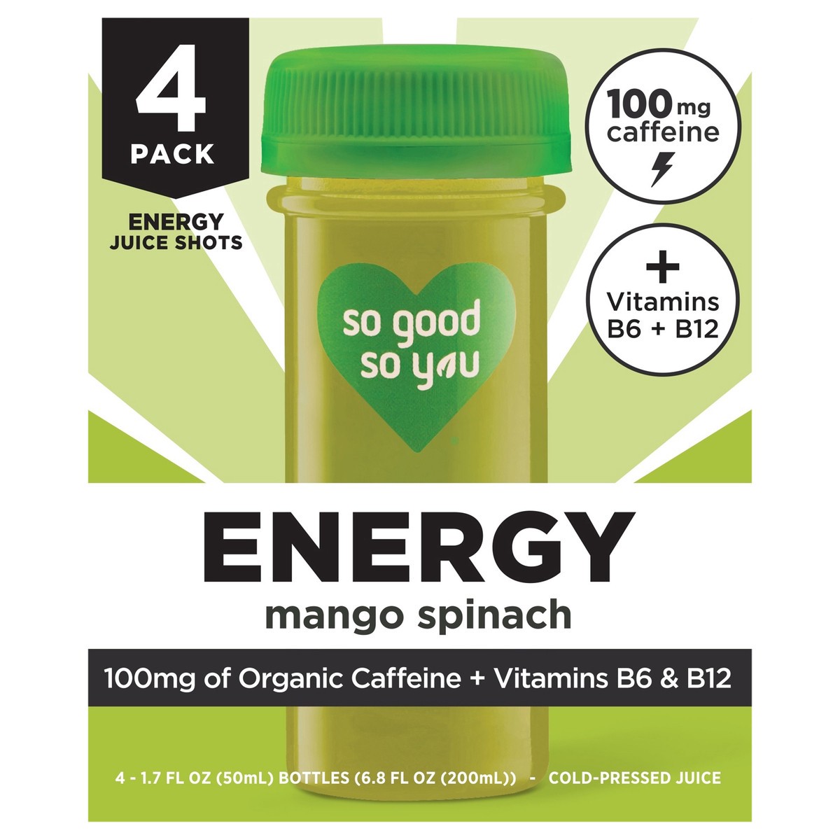 slide 1 of 11, So Good So You Mango Spinach Energy Probiotic Shots - 4 ct, 4 ct