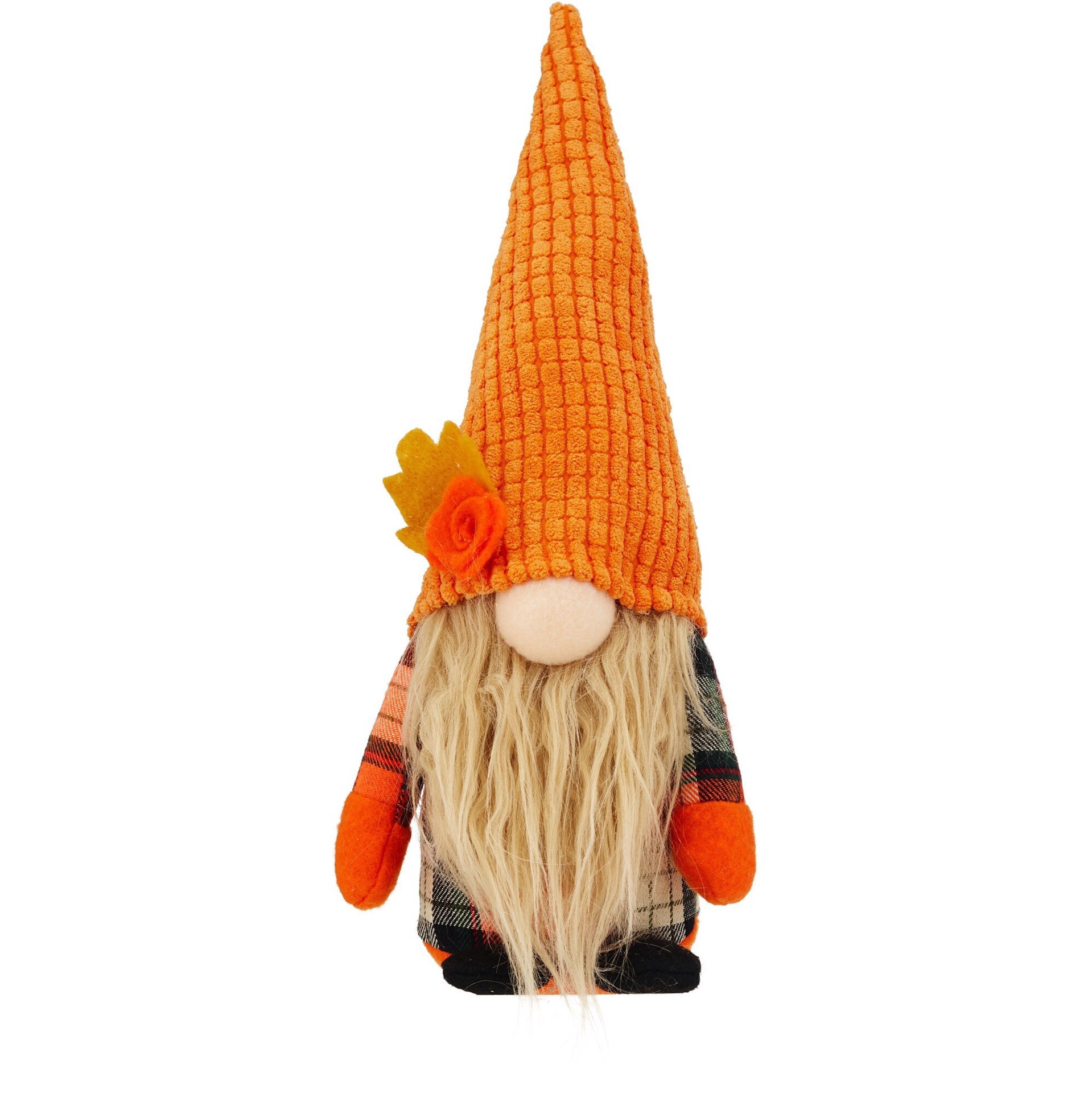 slide 1 of 1, Fall Fest Fabric Gnome, Orange Plaid, 1 ct