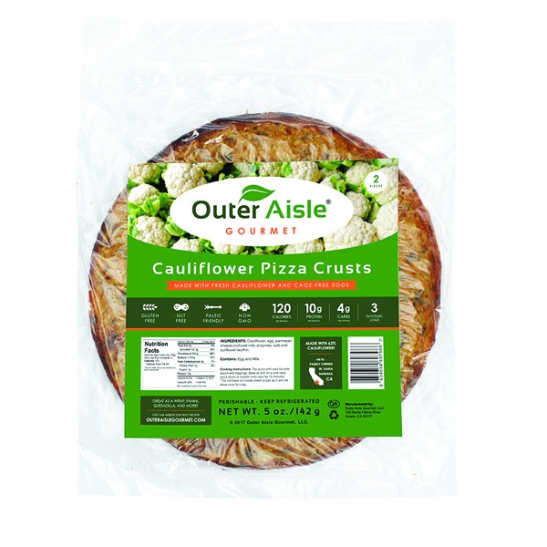 slide 1 of 1, Outer Aisle Cauliflower Pizza Crusts, 6.75 oz