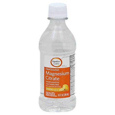 slide 1 of 1, Signature Care Magnesium Citrate Oral Solution Saline Laxative Lemon Flavor, 10 fl oz