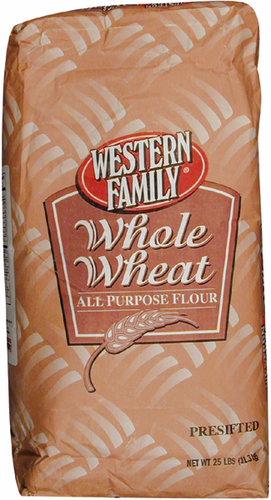 slide 1 of 1, Western Family Whole Wheat Flour, 25 lb