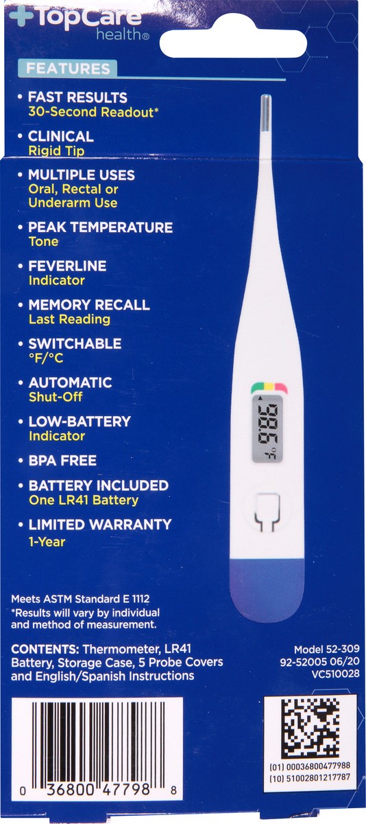 slide 7 of 8, TopCare Top Care TopCare Rigid Tip Digital Thermometer, 1 ct