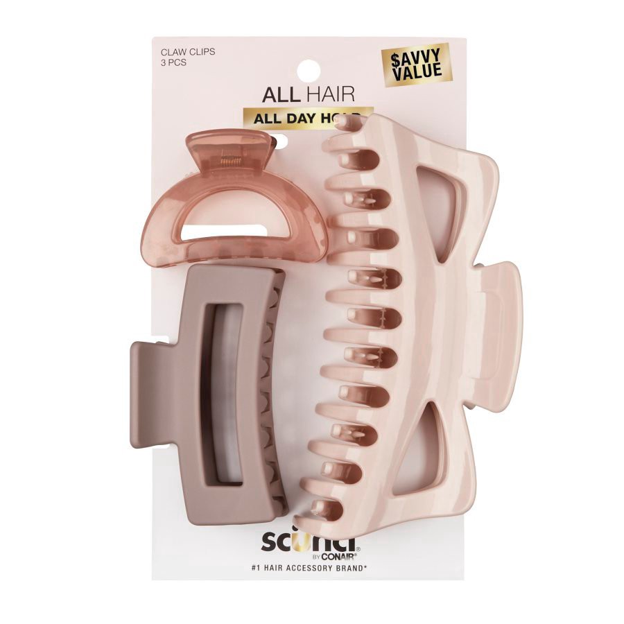 slide 1 of 1, scünci Claw Clips Savvy Value 3 Each, 3 ct