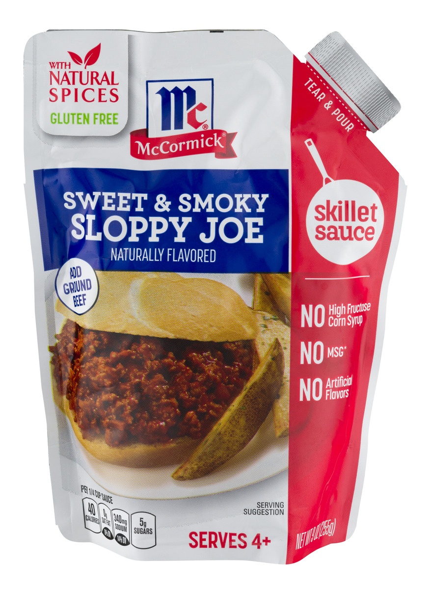 slide 1 of 6, McCormick Sweet & Smoky Sloppy Joes Skillet Sauce, 9 oz