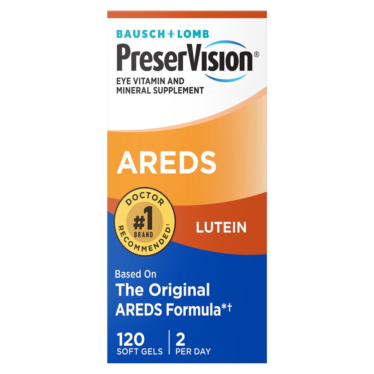 slide 1 of 1, PreserVision AREDS Lutein Formula Vitamin & Mineral Supplement 120 ct Soft Gels, 120 ct