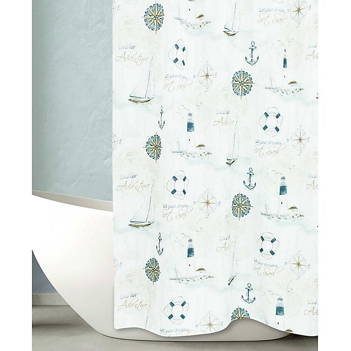 slide 1 of 2, Bacova Seas the Day Shower Curtain - Off White/Blue, 1 ct