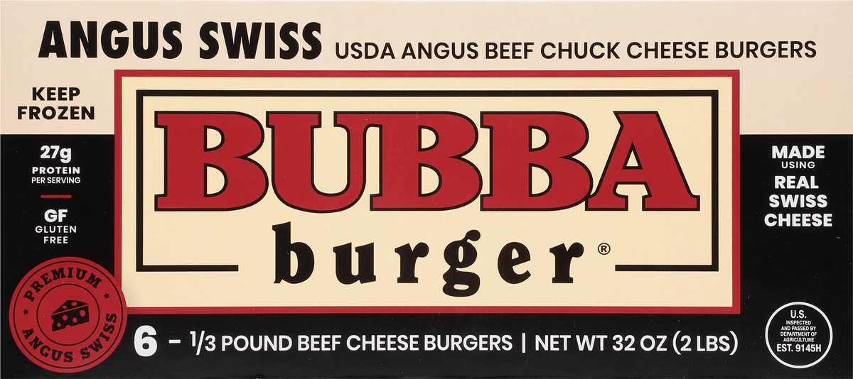 slide 5 of 9, BUBBA Burger Cheese Burgers, Angus Swiss, 6 ct