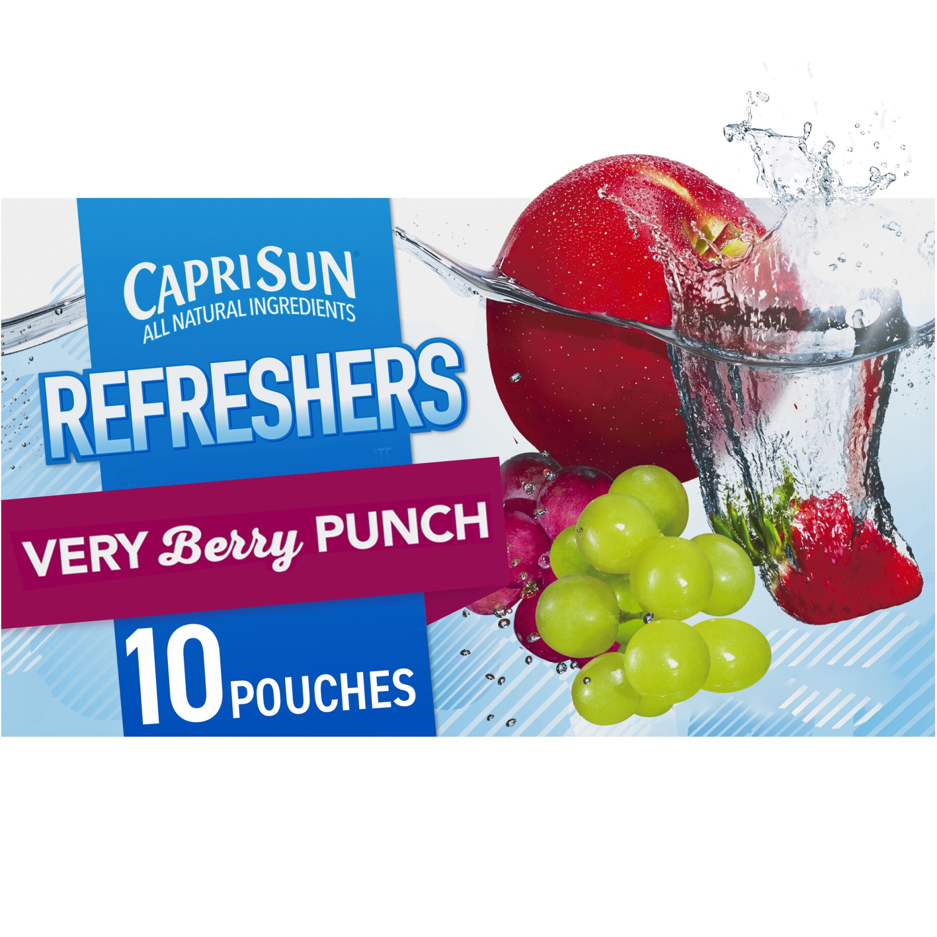 slide 1 of 1, Capri Sun Refreshers Very Berry Punch Naturally Flavored Juice Drink Blend Pouches, 10 ct; 6 fl oz