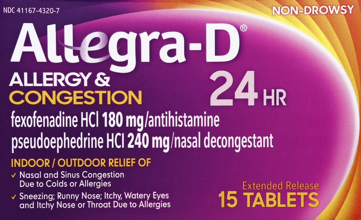 slide 5 of 6, Allegra-D Allegra D Allergy & Congestion 15 ea BAG, 15 ct