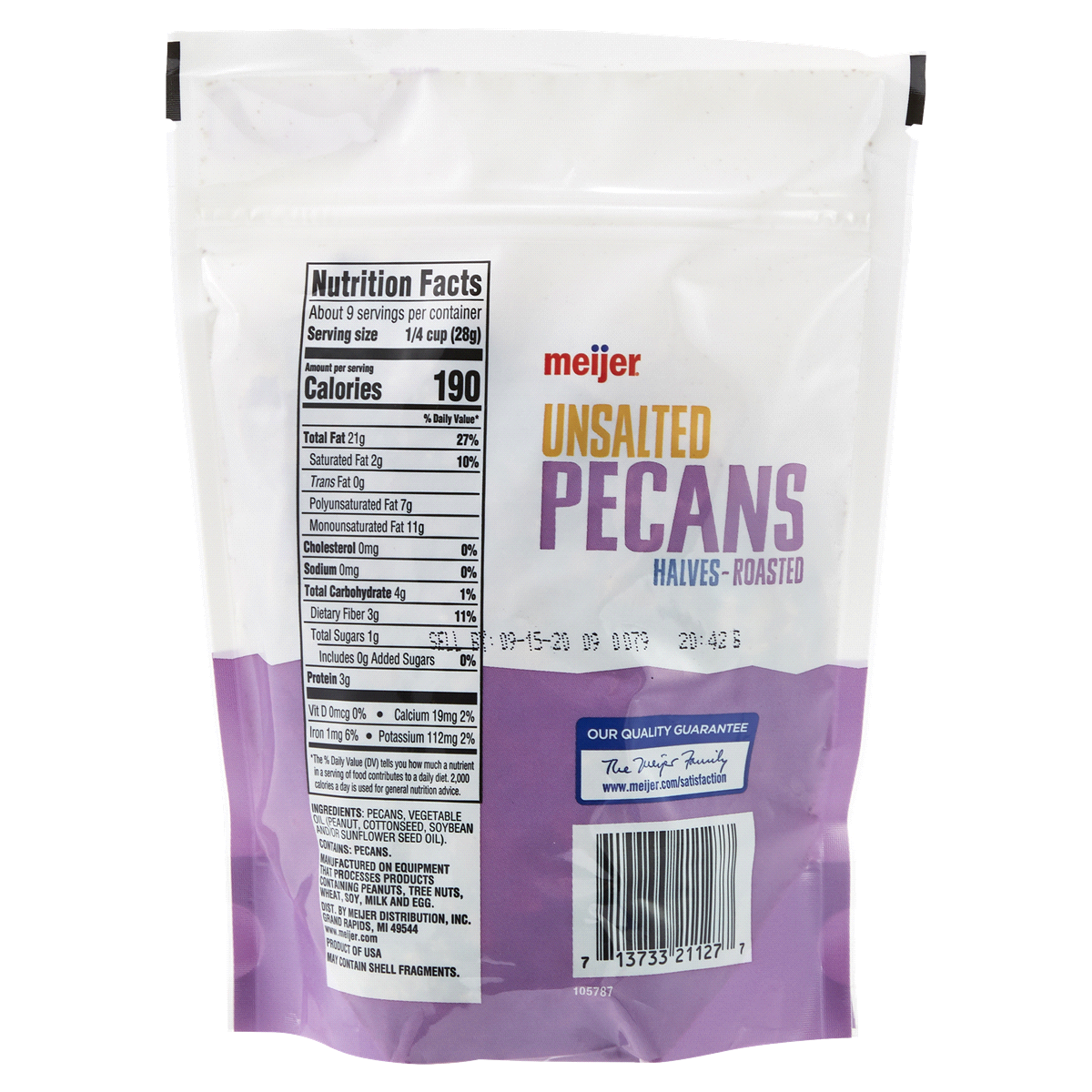 slide 5 of 5, Meijer Unsalted Roasted Pecan Halves, 8.5 oz