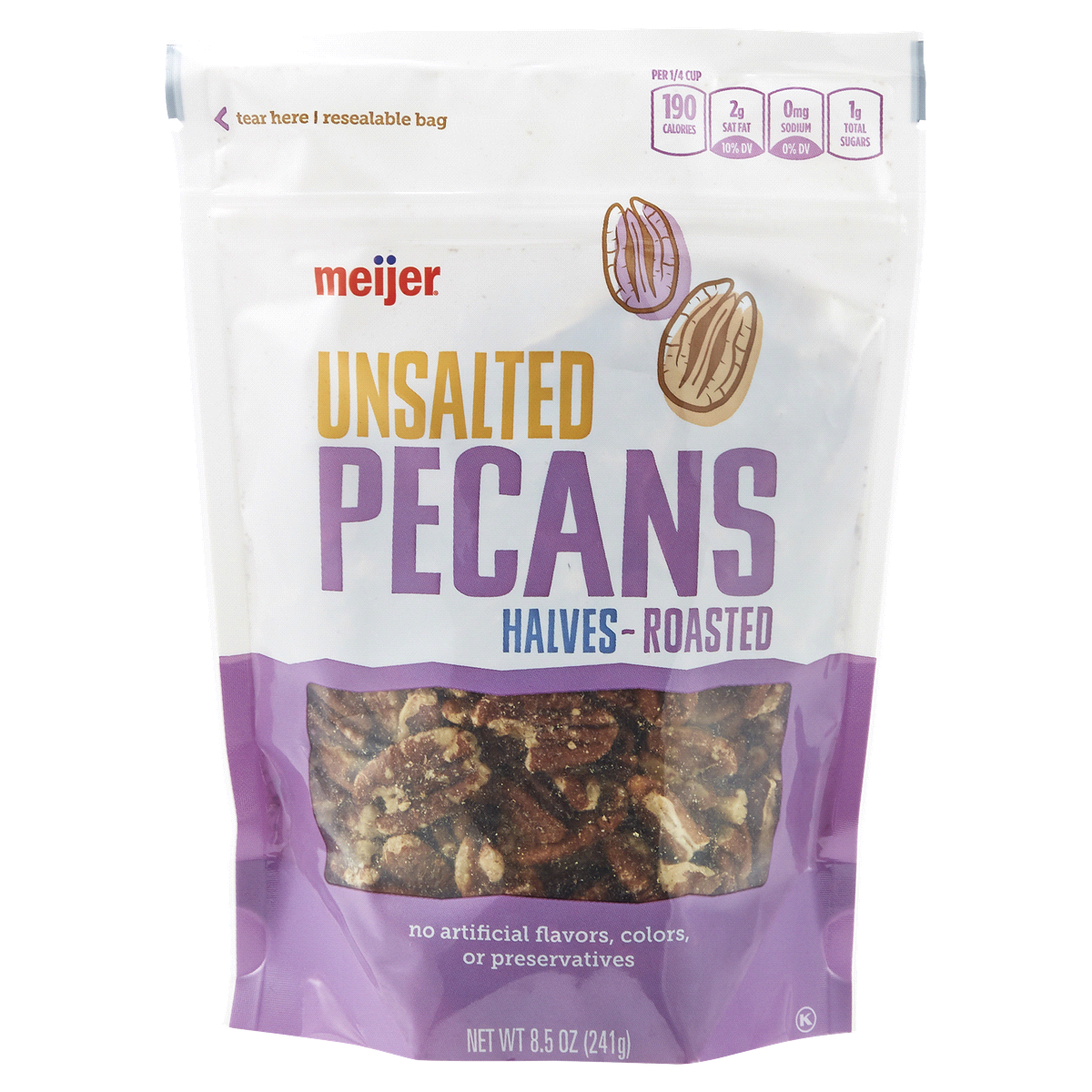 slide 1 of 5, Meijer Unsalted Roasted Pecan Halves, 8.5 oz