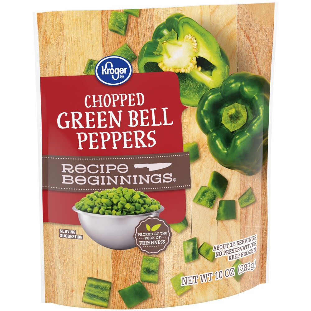 slide 2 of 6, Kroger Chopped Green Bell Peppers, 10 oz