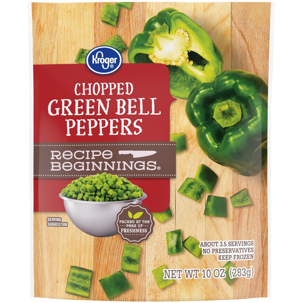 slide 3 of 6, Kroger Chopped Green Bell Peppers, 10 oz