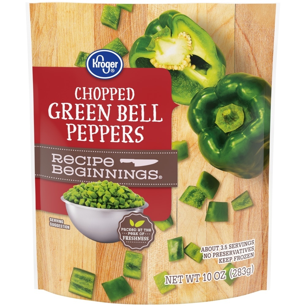 slide 1 of 1, Kroger Chopped Green Bell Peppers, 10 oz