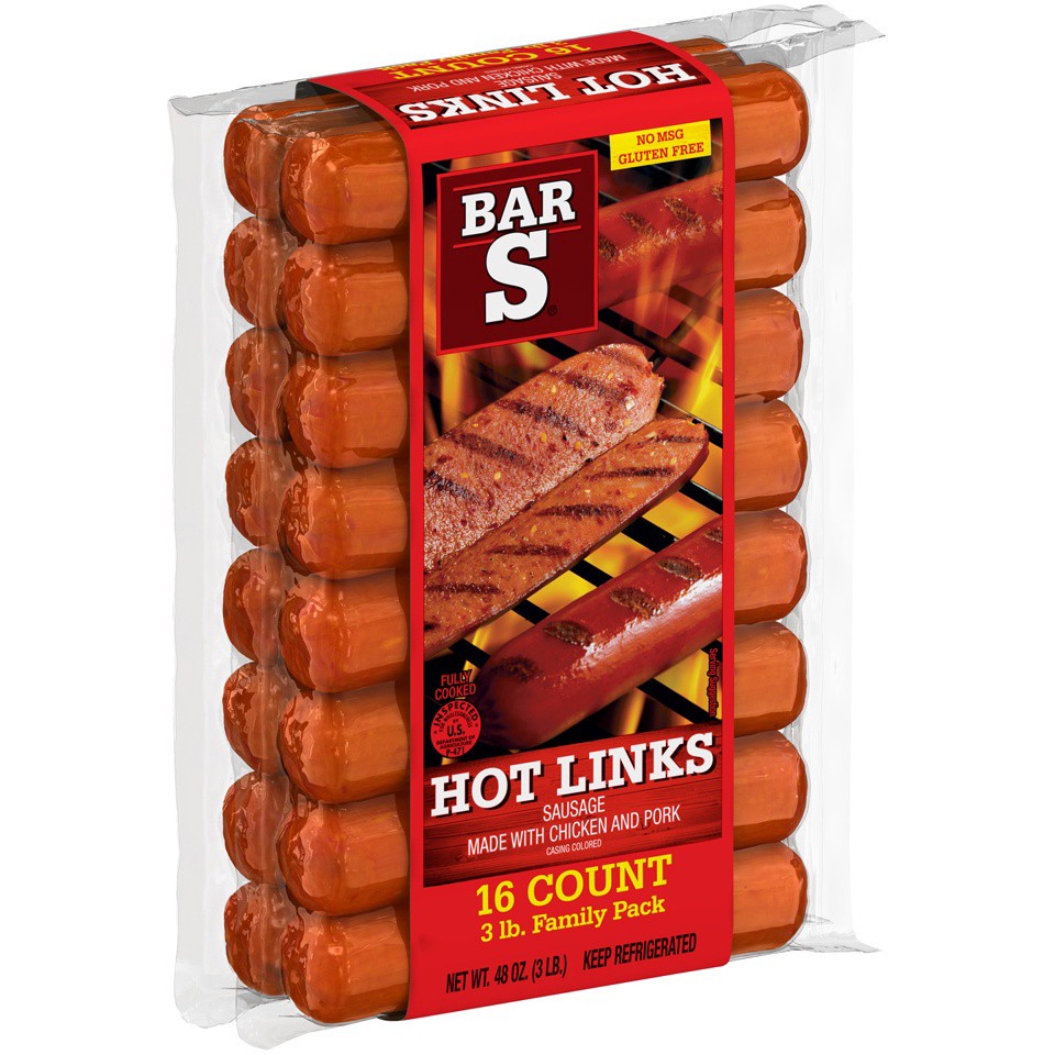 slide 4 of 7, Bar-S Hot Links 16 ct Pack, 3 lb