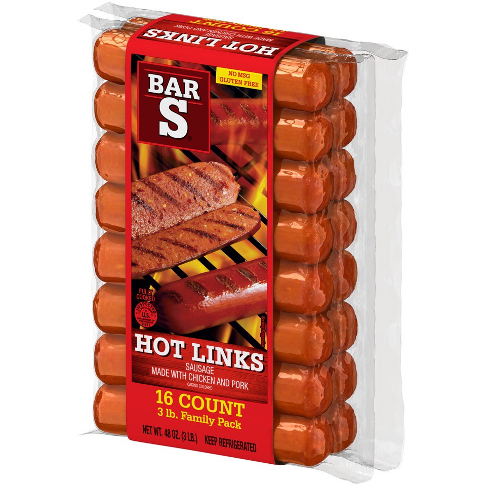 slide 3 of 7, Bar-S Hot Links, 3 lb