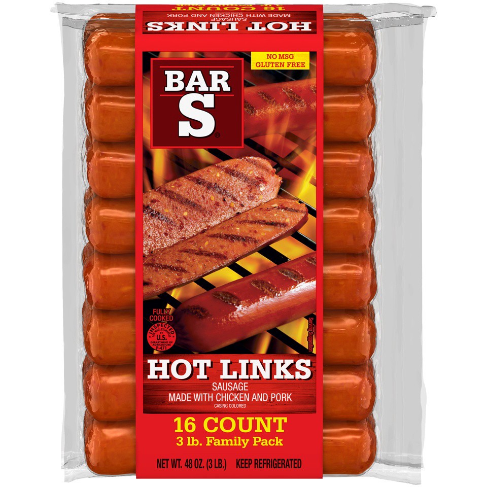 slide 1 of 7, Bar-S Hot Links 16 ct Pack, 3 lb