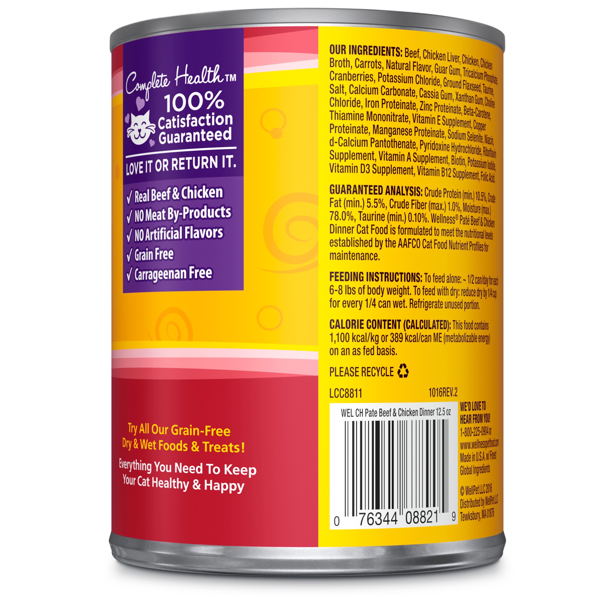 slide 2 of 5, Wellness Well Cat Can Beef & Chicken, 12.5 oz