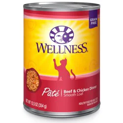 Wellness Complete Health Pate Adult Wet Cat Food, Natural, Protein-Rich, Grain Free, (Beef & Chicken)