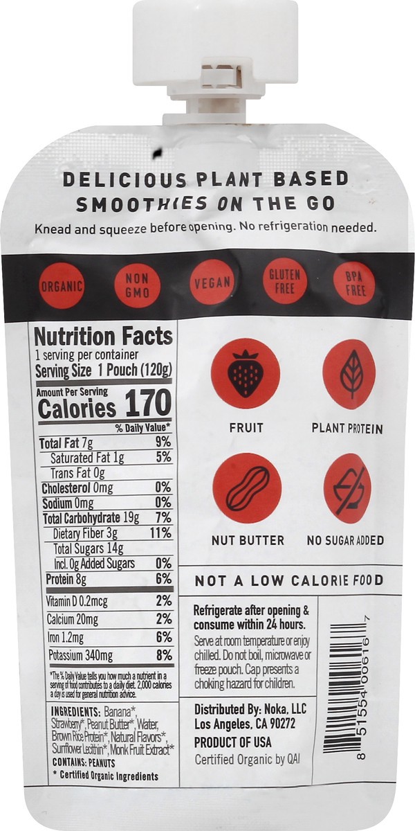 slide 9 of 13, NOKA Strawberry + Peanut Butter Nut Butter Smoothie 4.22 oz, 4.22 oz