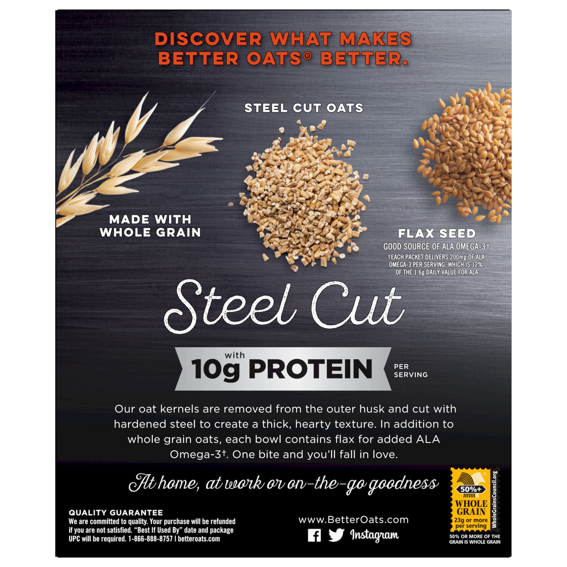 slide 3 of 5, Better Oats Steel Cut Protein Oatmeal with Flax Seeds, 8 Instant Maple and Brown Sugar Oatmeal Pouches, 12.7 OZ Pack, 8 ct; 1.58 oz