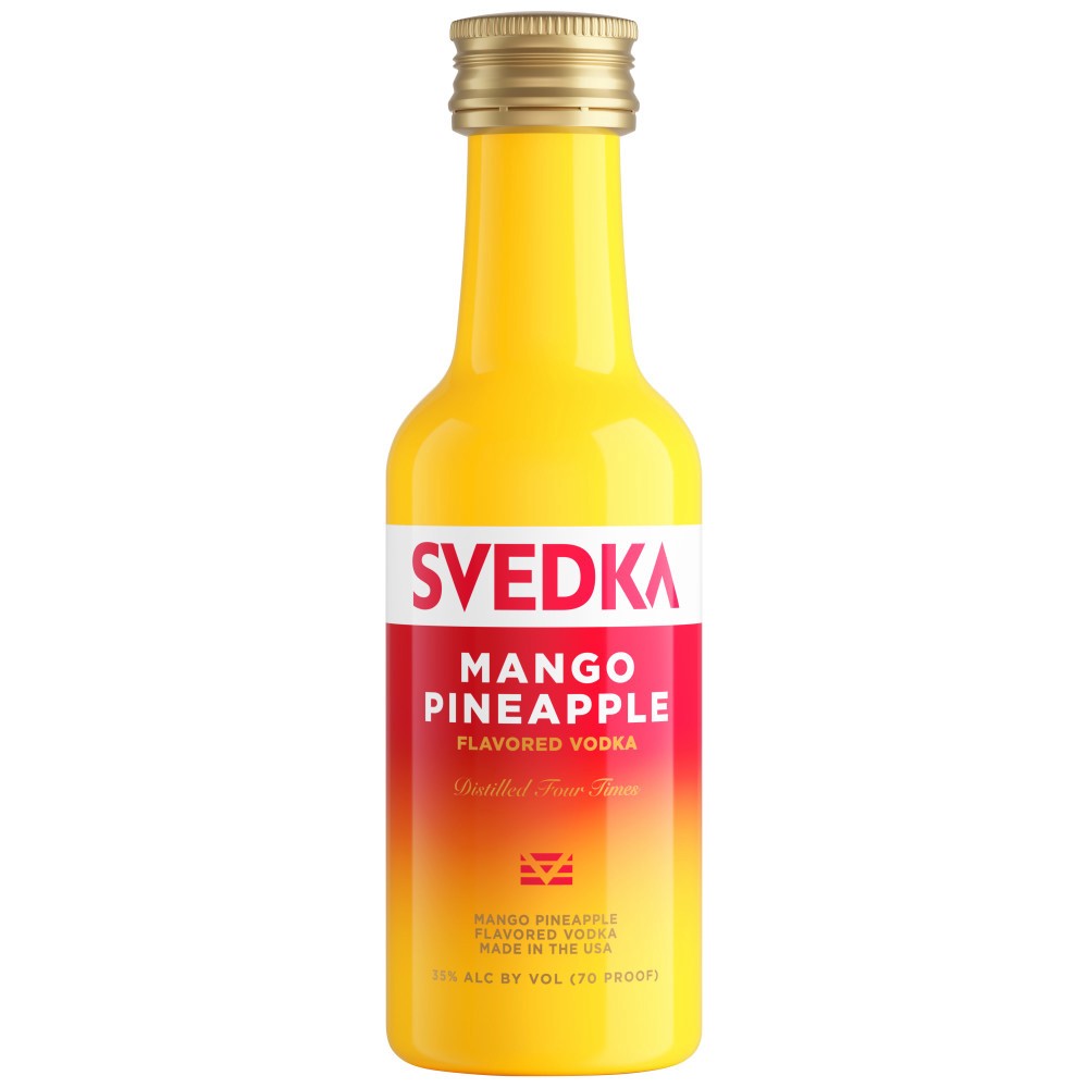 slide 1 of 5, SVEDKA Mango Pineapple Flavored Vodka, 50 mL Plastic Mini Bottle, 70 Proof, 20.29 fl oz