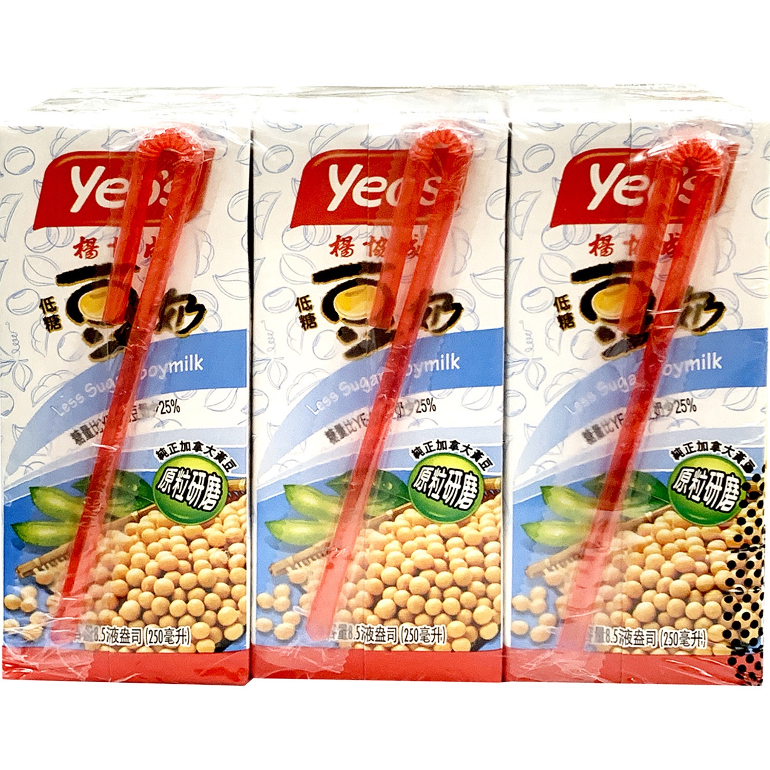 slide 1 of 1, Yeo's Yeos Less Sugar Soy Milk-6 Pack, 8.45 fl oz