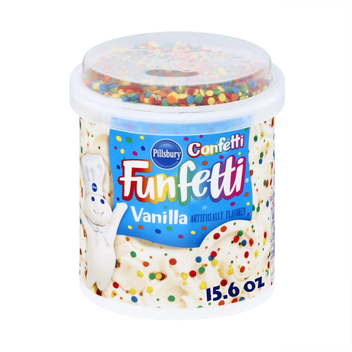 slide 1 of 25, Pillsbury Funfetti Confetti Vanilla Frosting, 15.6 Oz Tub, 15.6 oz