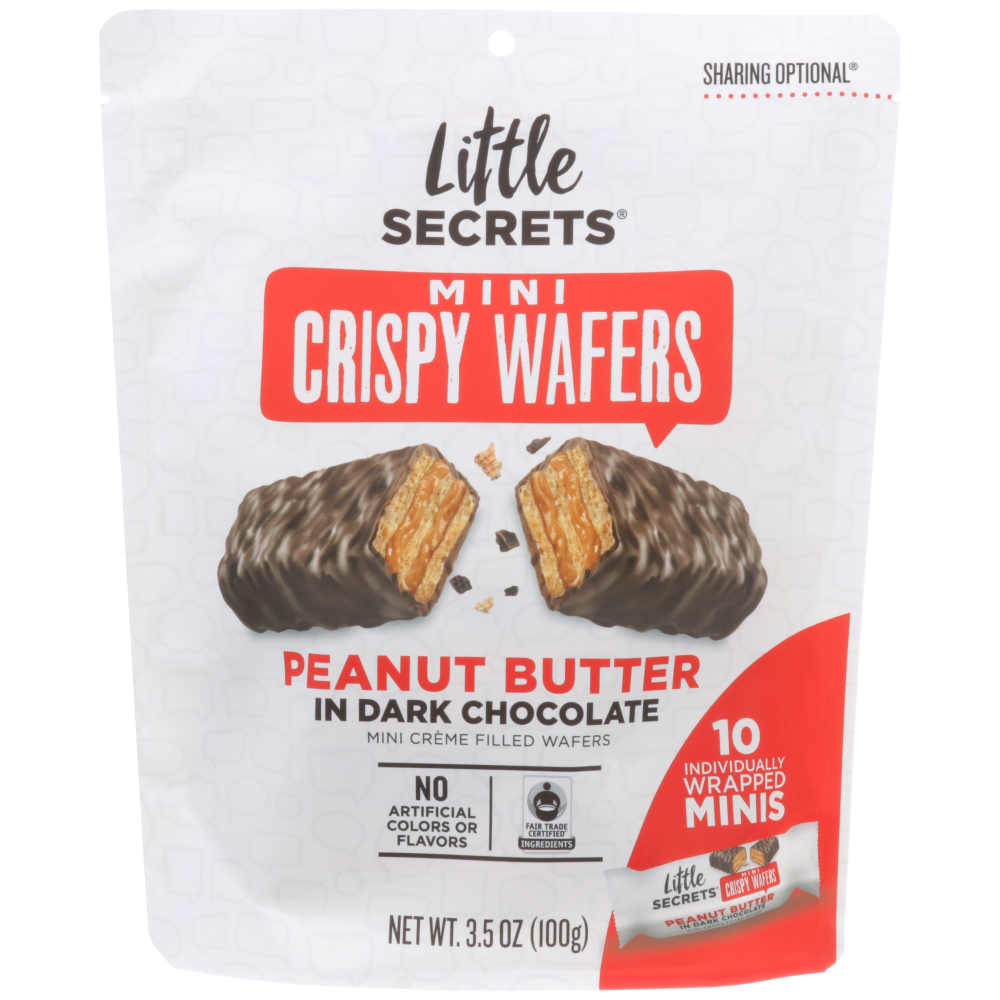 slide 1 of 2, Little Secrets Dark Chocolate Peanut Butter Mini Crispy Wafers, 3.5 oz