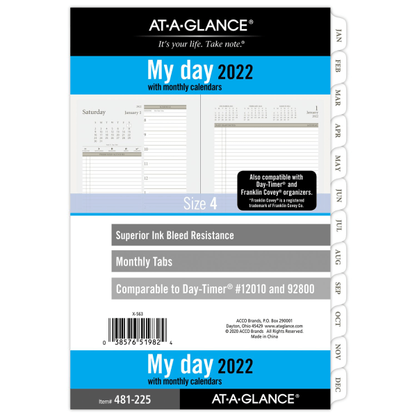 slide 1 of 9, At-A-Glance Daily/Monthly Planner Refill, Desk Size, 5-1/2'' X 8-1/2'', January To December 2022, 481-225, 1 ct