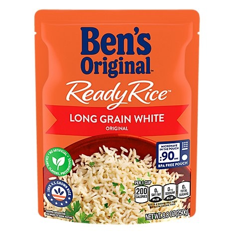 slide 1 of 1, Bens Original White Long Grain Ready Rice Side Dish, 8.8 oz