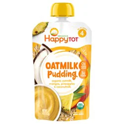 Happy Tot Organics Oatmilk Pudding, Dairy-Free, Stage 4 Toddler Snack, Oatmilk, Mangos, Pineapples & Coconutmilk, 4 oz. Pouch