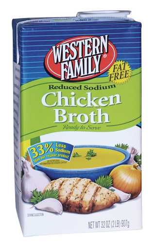 slide 1 of 1, Western Family Broth Chicken Reduced Sodium/L, 32 oz